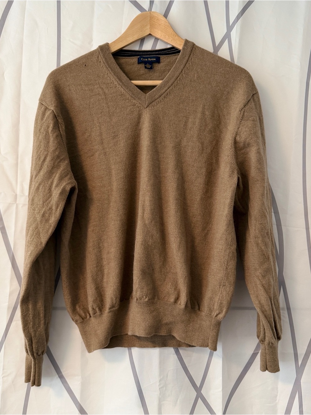 Club Room Men's Large V-Neck Brown Countryclub Grandpacore Vintage Sweater